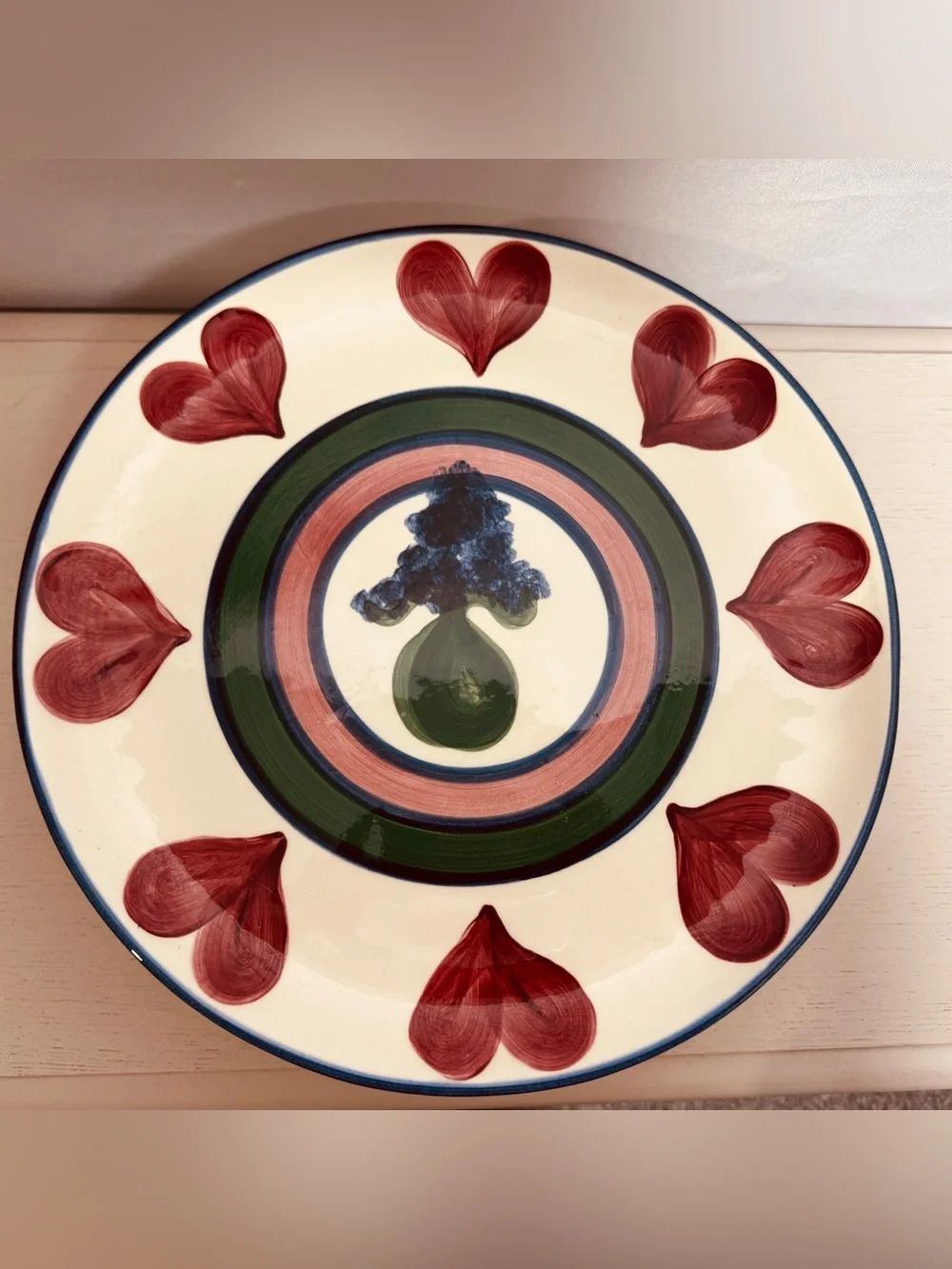 Gail Pittman Tango Hand Painted Pottery Pedestal Cake Stand 12 Inch